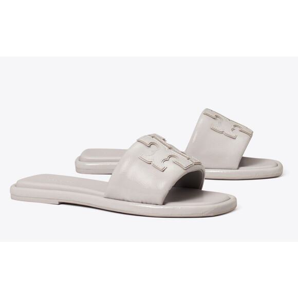 Tory Burch Double T Sport Slide Sandals Bay Gray Size 7.5 NIB